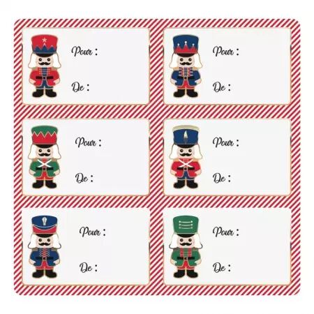 ETIQUETTES CADEAU ADHESIVES CASSE NOISETTE X12