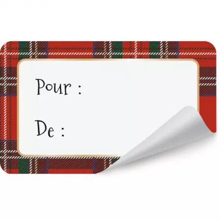 ETIQUETTES CADEAUX ADHESIVES TARTAN X12