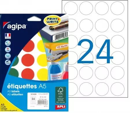 ETUI A5 168 ETIQ ROND ASSORTIE DIAM30