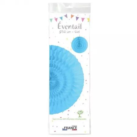 Eventail alv&eacute;ol&eacute; diam. 50 cm BLEU CIEL