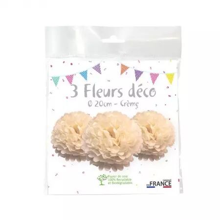 Fleurs de d&eacute;coration 20 cm x 3 CREME