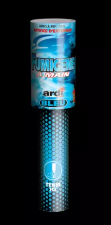 Fumigene a main BLEU 