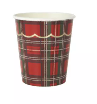 GOBELETS FESTONNES 200 ML TARTAN ET OR X8