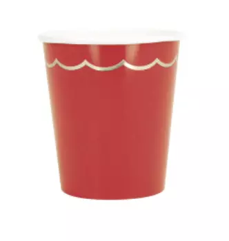 GOBELETS FESTONNES 200MLK ROUGE ET OR X8