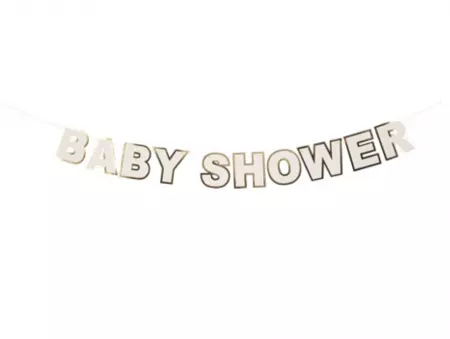 Guirlande Baby Shower Blanc et Or 2m