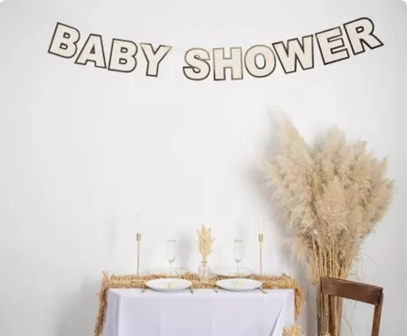 Guirlande Baby Shower Blanc et Or 2m