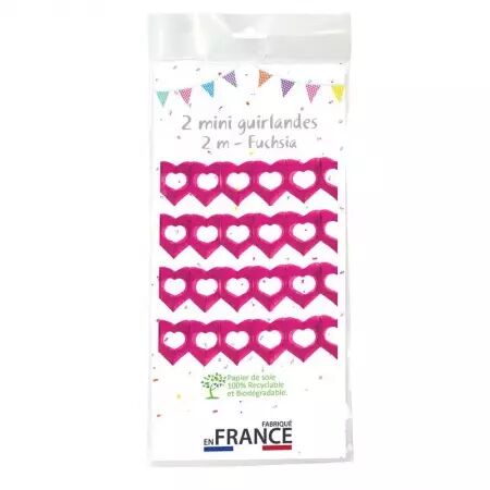 GUIRLANDE DEUX COEURS 4M FUSHIA
