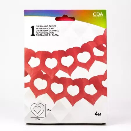 Guirlande deux c�urs 4m - Rouge