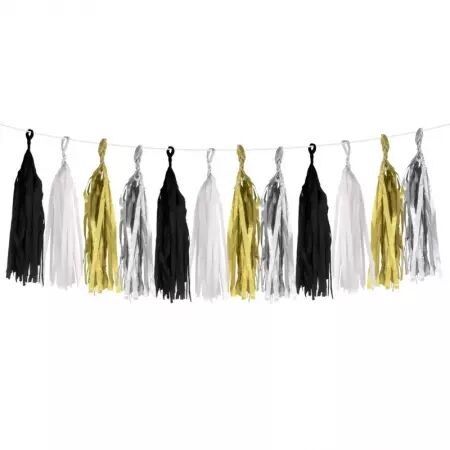 Guirlande Tassels 25 cm 3 m&egrave;tres noir...