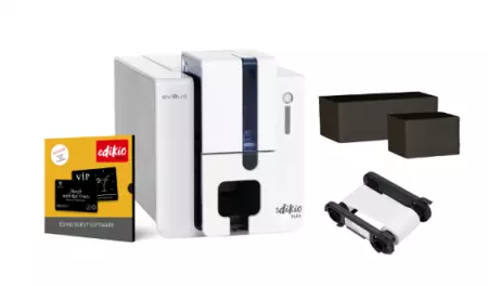 Imprimante EDIKIO Flex Logiciel Std 100+100 Cartes 1 Ruban 1000 Imp