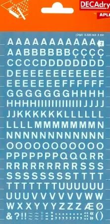 Lettres transfert blanches 6 mm - 1F