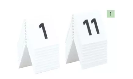 LOT DE 10 NUMEROS DE TABLE 11-20 ACRYLIQUE BLANC ET CHIFFRES NOIRS 