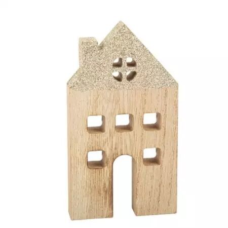 Maisonnette en Bois et Paillettes Champagne 15,7x8,5x2cm