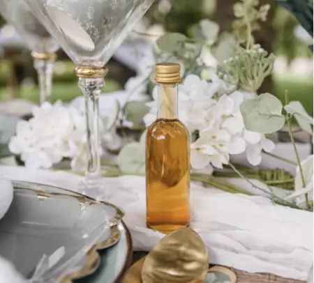 Mignonnette Edgar Verre Transparent et Bouchon Or &Oslash;3,5x13,5cm - 50ml