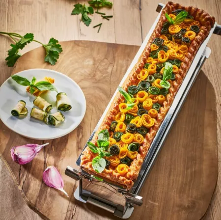 Moule &agrave; p&acirc;t&eacute; en cro&ucirc;te d&eacute;pliable inox perfor&eacute; GEOFORME 48x9x8,5cm