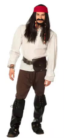 Perruque Tobias avec bandana, moustache et barbe