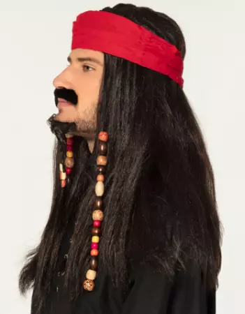 Perruque Tobias avec bandana, moustache et barbe