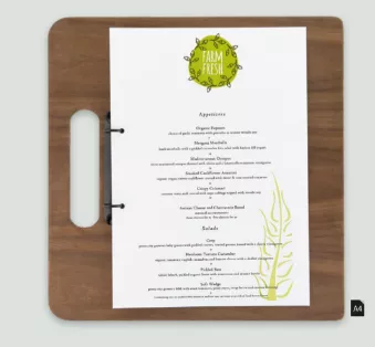 PORTE MENU EN BOIS A4