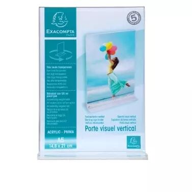 PORTE VISUEL EXACOMPTA ACRYLIQUE DROIT VERTICAL A5 CRISTAL
