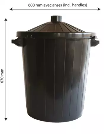 POUBELLE ECO + COUVERCLE  80L NOIR