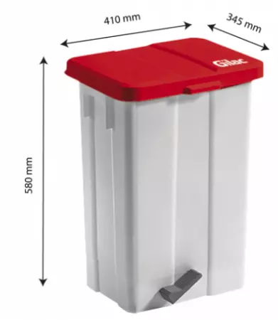 POUBELLE PEDALE 50 L COUV  ROUGE