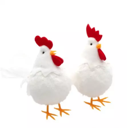 POULE BLANCHE 7CM X 13CM X 15CM HT - 2 ASS