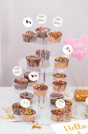 PRESENTOIR A COCKTAIL PLEXI 4 NIVEAUX RONDS  DIA 30CM H 32CM HT