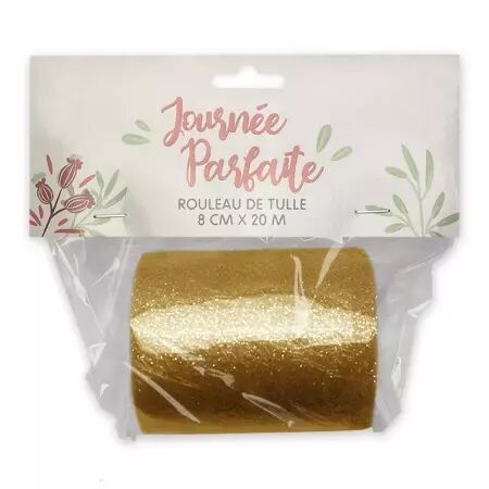 Rouleau de tulle 8 cm x 20 m OR GLITTER