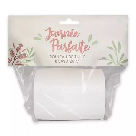 Rouleau de tulle 8cm x 20m BLANC