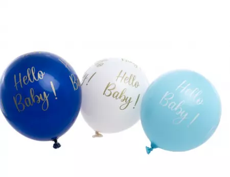 SACHET 6 BALLONS LATEX BLEU HELLO BABY