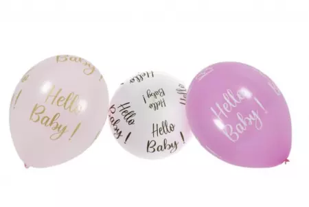 SACHET 6 BALLONS LATEX ROSE HELLO BABY
