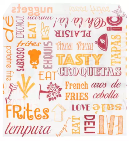 SACHET POUR FRITURES \'PAROLE\' 32 G/M2 12x12 CM BLANC PARCH.INGRA