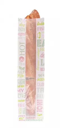 SACHETS BAGUETTE ROND AVEC FEN&Ecirc;TRE ECO \'PAROLE\' 32 G/M2 9+6x35 CM BLANC PARCH.INGRAISSABLE (250 UNIT&Eacute;)