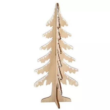 Sapin 3D en Bois et Blanc 29x13cm - &agrave; Assembler