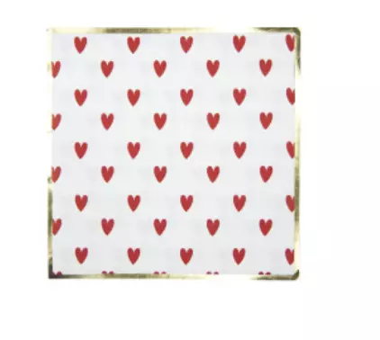SERVIETTES 33X33CM COEURS ROUGES X 16