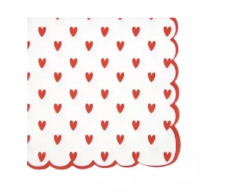 SERVIETTES FESTONNEES 33X33CM PETITS COEURS X 16