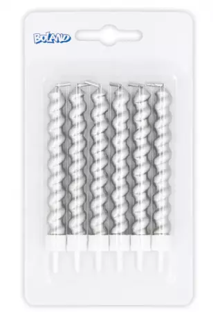Set 6 Bougies Swirl argent sur porteur