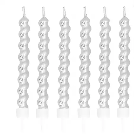 Set 6 Bougies Swirl argent sur porteur