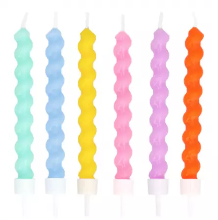 Set 6 Bougies Swirl pastel sur porteur
