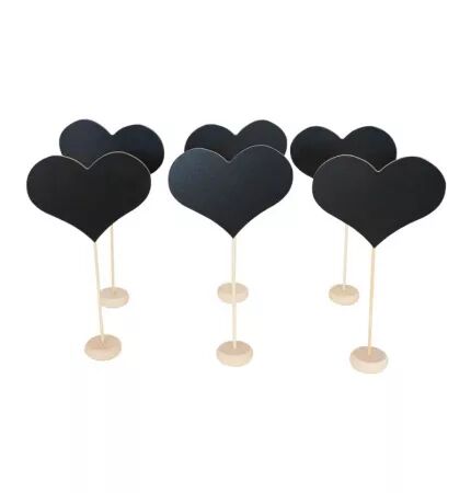 Set 6 Marque-Tables C�ur Ardoise / Bois 