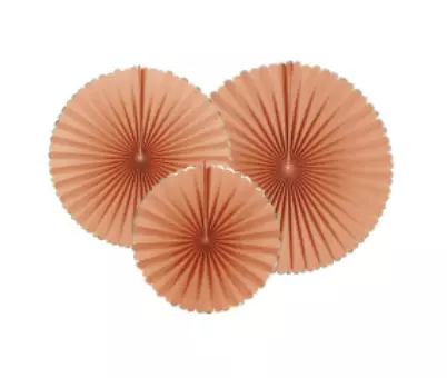 Set de 3 eventails terracotta et or 