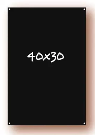Tableau noir 40x30 cm forex 3mm, perfo aux angles / 4307