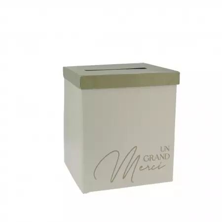 Urne \ Un Grand Merci\  Bi-Color Carton Vert Sauge