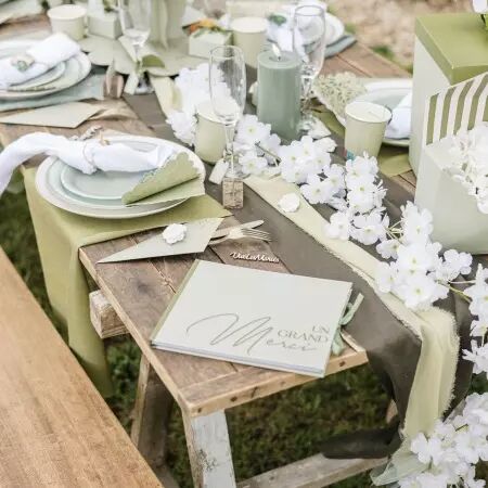 Urne \ Un Grand Merci\  Bi-Color Carton Vert Sauge