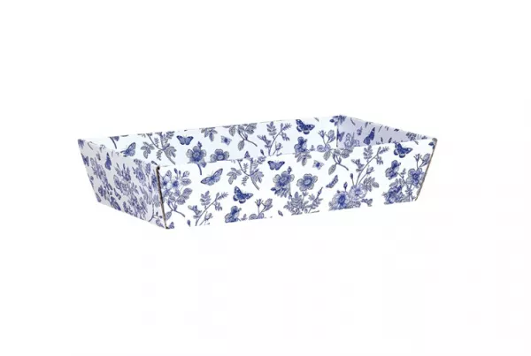 1 CORBEILLE CARTON TOILE DE JOUY BLEU/BLANC  34.0 x 21.0 x 7.3 CM