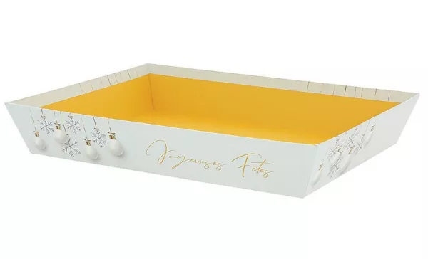 1 CORBEILLE RECTANGLE NOEL BLANC MM 33X20X6