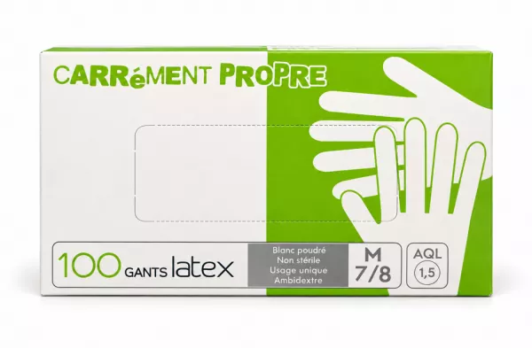 10 Boites de 100 Gants LATEX Poudr� Blanc Taille M