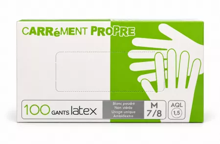 10 Boites de 100 Gants LATEX Poudr&eacute; Blanc Taille M