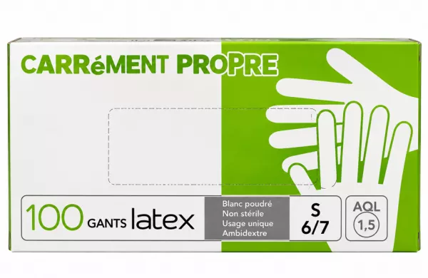 10 Boites de 100 Gants LATEX Poudr� Blanc Taille S