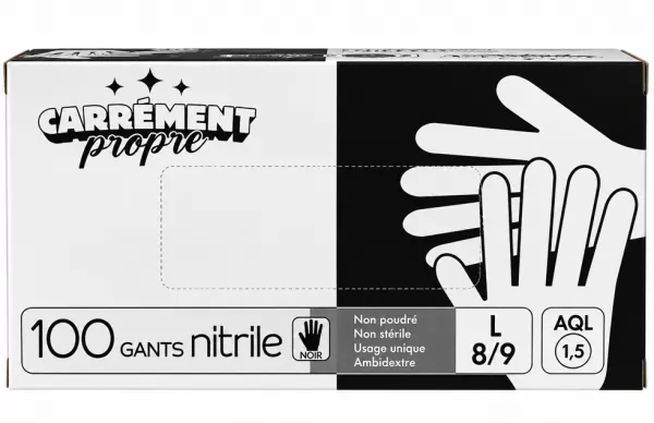 10 Boites de 100 Gants Nitrile NOIR Non Poudr�s Taille L